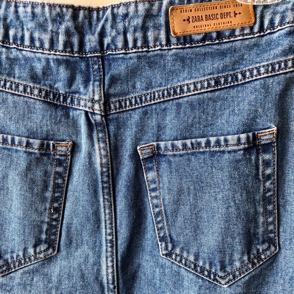 Zara Denim Skirt Button Down High Rise XS Pockets - Picture 4 of 5